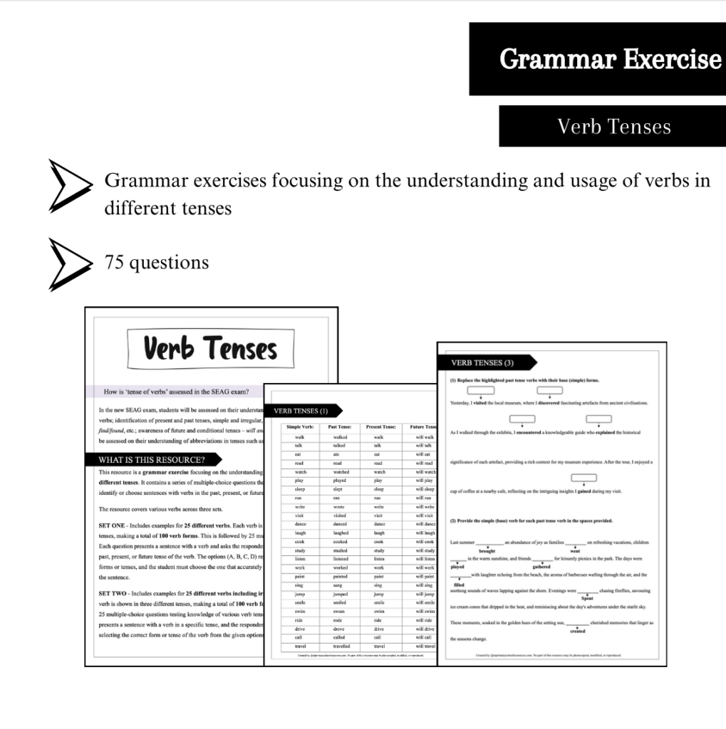 Verb tenses ni primary school resources