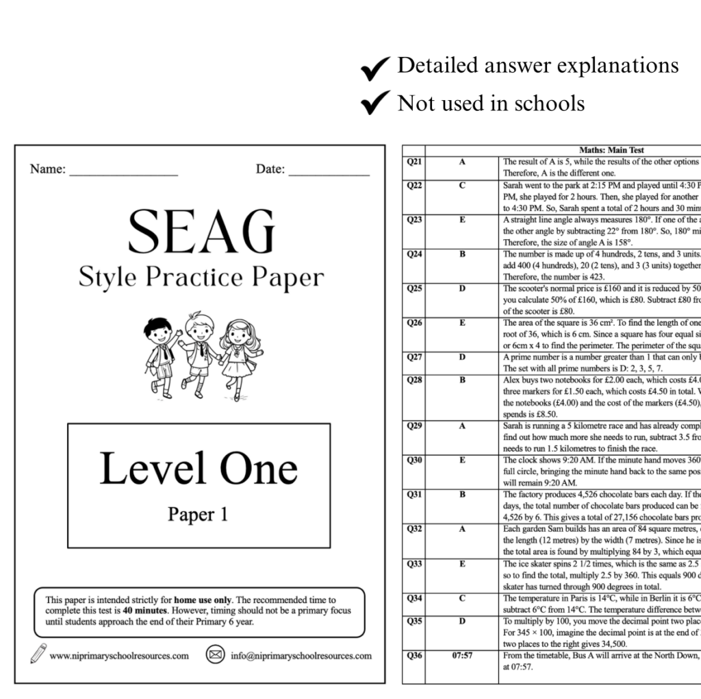 Level one practice paper 1 ni primary school resources