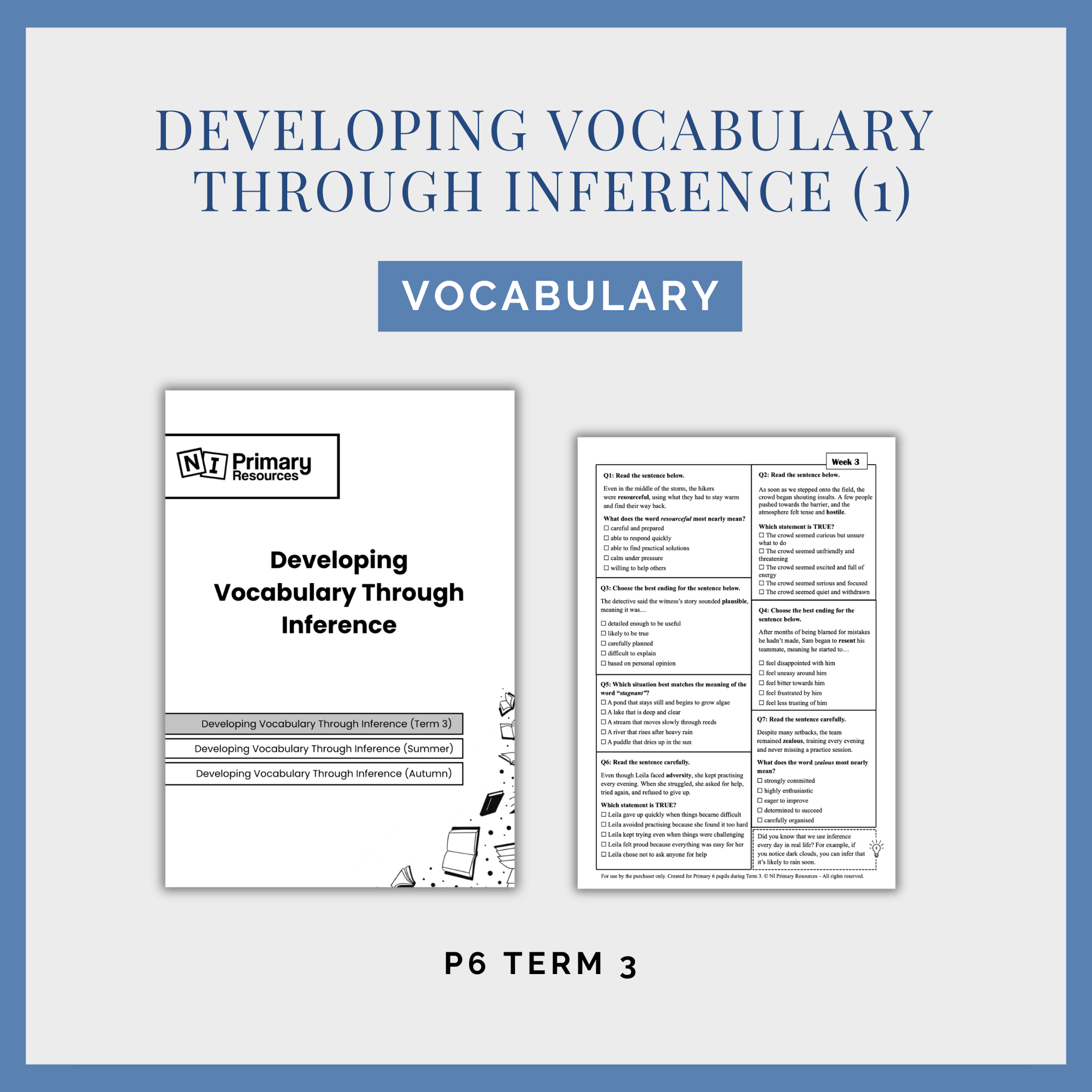 Inference Verbs Developing Vocabulary Through Inference (1) Term 3 - NI Primary Resources